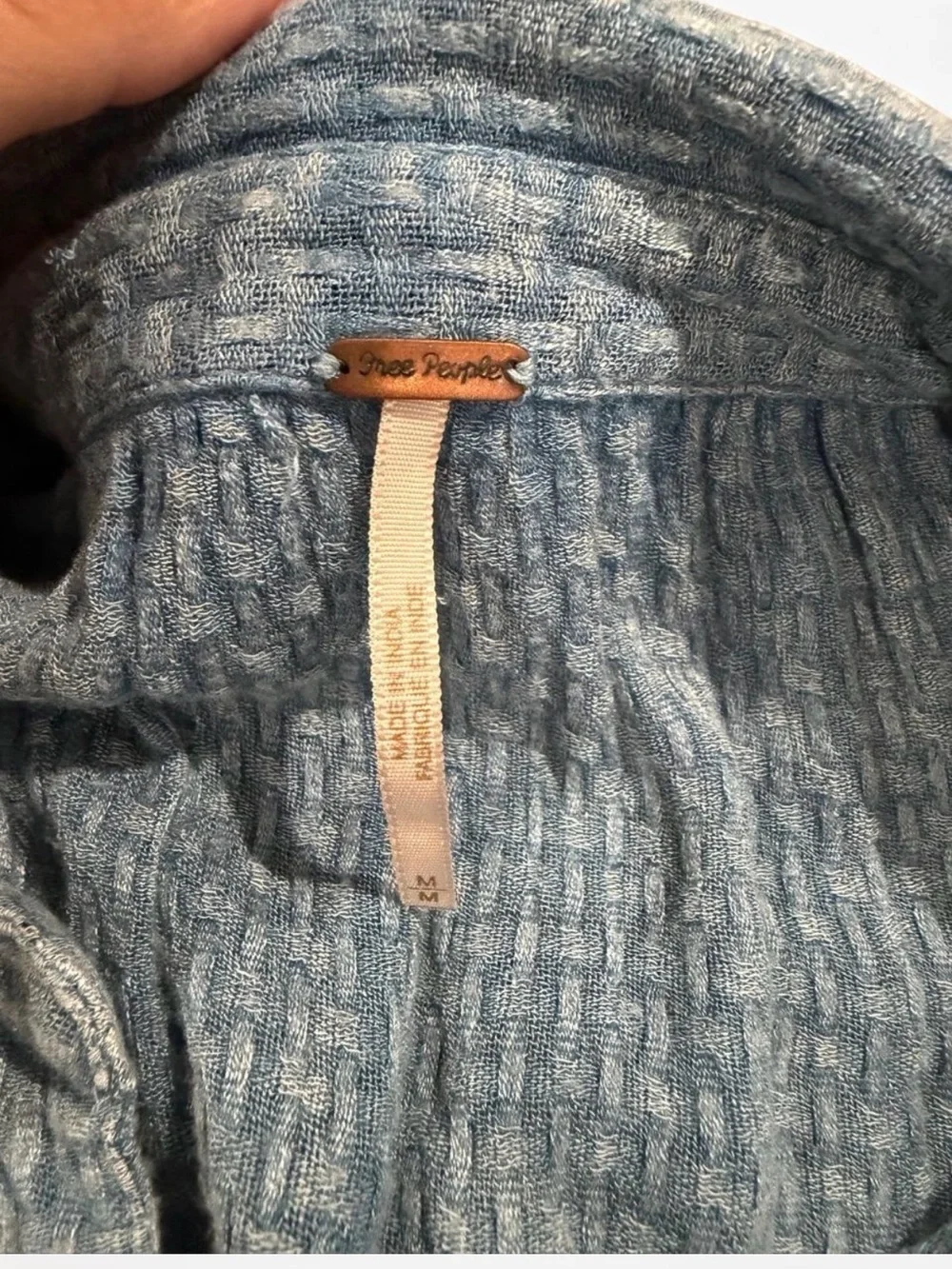 Free People Washed Light Blue Button-Down Shirt